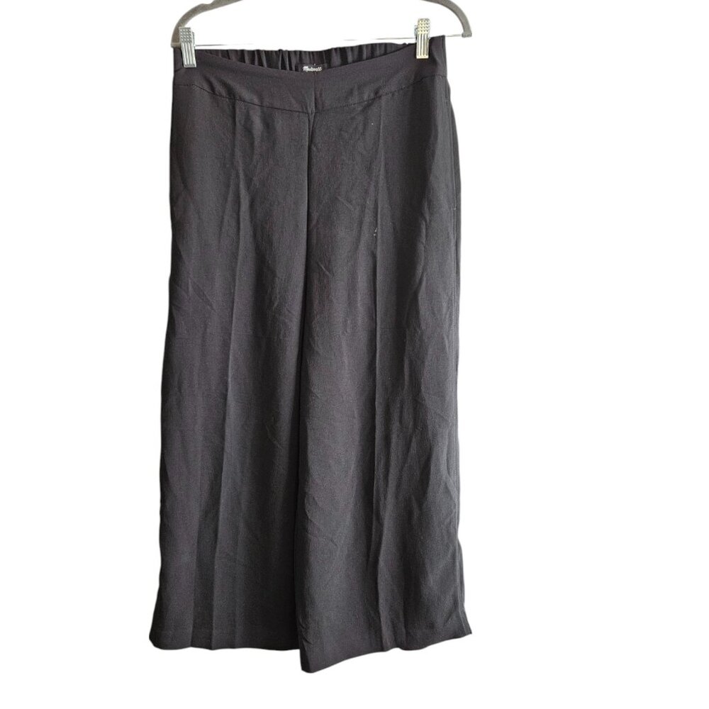 Madewell Black Flowy Goucho Cropped Crepe Capri Pant